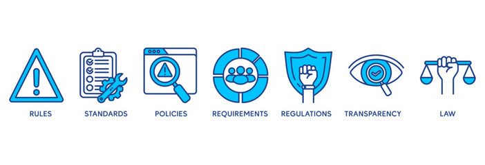 Compliance icon set vector illustration concept relate to rules, standards, policies, requirements, regulations, transparency, and law