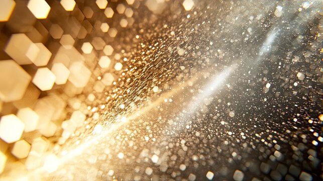 Abstract bokeh lights in gold and silver tones