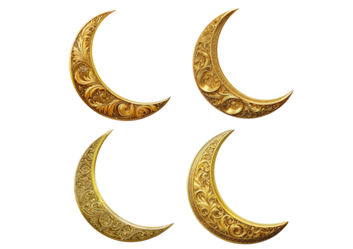 Collection Gold crescent on transparent or white background
