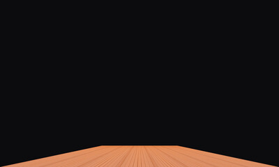 Wooden floor on black background.