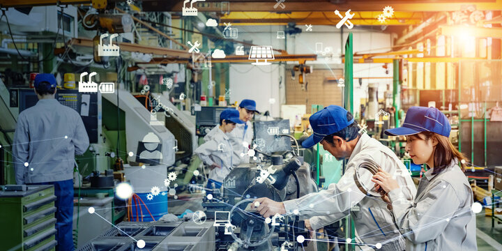工場, 製造業, テクノロジー, ネットワーク, iiot, 未来, スマート, ファクトリー, オートメーション, データ, 通信, ワイヤレス, 無線, 作業員, エンジニア, グループ, チームワーク, サプライチェーン, 生産, 設計, 機械, 装置, マシンオペレーター, クラウド, テック, 技術, dx, it, ict, erp, 産業, 工業, ものづくり, 製造, scm, 加