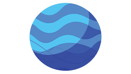 Abstract blue sphere design illustrating layered wavy shapes on a white background