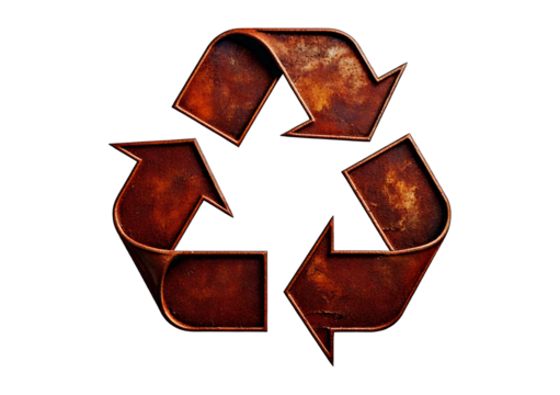 Rusty Recycle Symbol isolated on transparent or white background