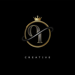 OI Luxury Creative Logo – Elegant Gold Monogram Letter mark with Crown, Circle & Royal Style for Fashion, Boutique, Jewelry, Branding & Premium Identity Design