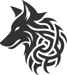 Illustration vector silhouette of a wolf wild animal drawing black