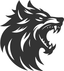 Illustration vector silhouette of a wolf wild animal drawing black