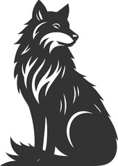 Illustration vector silhouette of a wolf wild animal drawing black