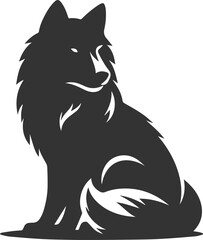 Illustration vector silhouette of a wolf wild animal drawing black