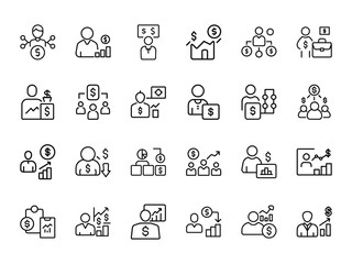 finance accounting tools icon bundle line art vector illustration
