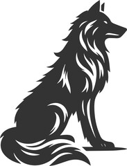 Illustration vector silhouette of a wolf wild animal drawing black