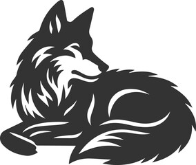 Illustration vector silhouette of a wolf wild animal drawing black