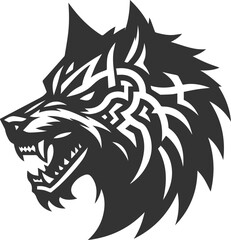 Illustration vector silhouette of a wolf wild animal drawing black