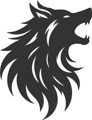 Illustration vector silhouette of a wolf wild animal drawing black