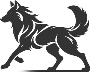 Illustration vector silhouette of a wolf wild animal drawing black