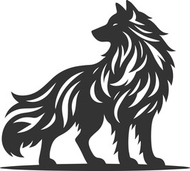 Illustration vector silhouette of a wolf wild animal drawing black