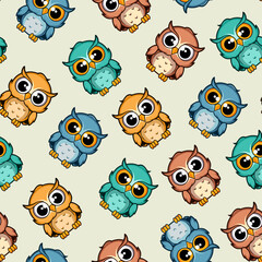 cute cartoon owl pattern seamless background