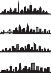 Modern City Skyline Silhouette Urban with Bridge  Architecture and Tower Landmarks. 