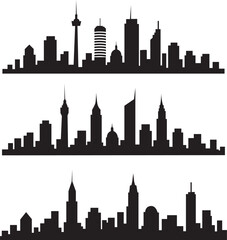 Naklejka premium Modern City Skyline Silhouette Urban with Bridge Architecture and Tower Landmarks. 