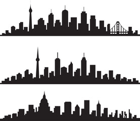 Naklejka premium Modern City Skyline Silhouette Urban with Bridge Architecture and Tower Landmarks. 
