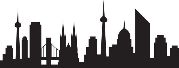 Obraz premium Modern City Skyline Silhouette Urban with Bridge Architecture and Tower Landmarks. 