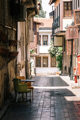 Ottoman Style Colorful Houses on Turkish Street
