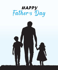 Happy Father's day silhouette poster design template