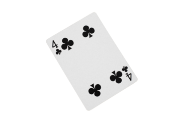 Four of Clubs Playing Card on Green Poker Table. Top View.