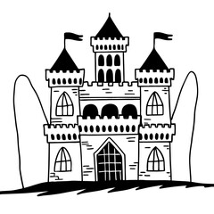 Fototapeta premium Fairytale Castle Vector Illustration Medieval Fortress Design