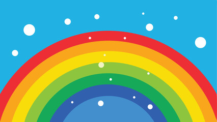 Obraz premium Colorful rainbow illustration with floating circles on a light blue background design