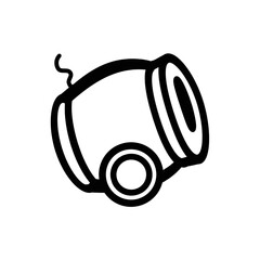 cannonball outline icon on transparent background