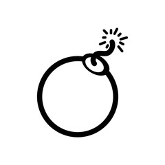 bomb cannonball outline illustration on transparent background