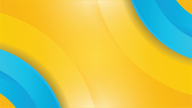 Abstract Yellow And Blue Gradient Background With Curved Shapes