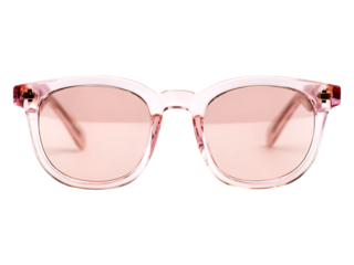 Close up of light pink sunglassesisolated on white or tansparent background.