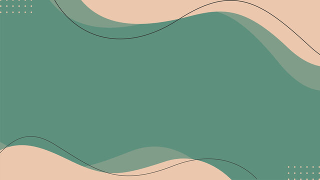 Abstract Wavy Green Beige Background Minimalist Design