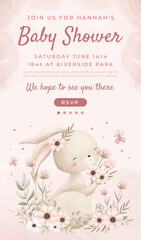 Watercolor baby shower cute animal koala baby girl boy poster template card invitation
