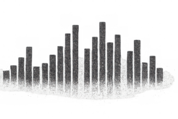 Modern cityscape dissolving into small particles over transparent background, representing concepts such as disintegration, instability, or digital data