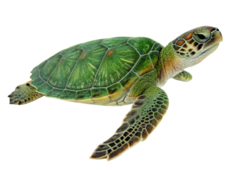 Green Turtle (Chelonia mydas) on white background