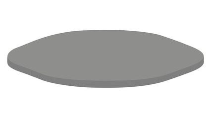 Isometric view of a gray rounded platform element isolated with transparency