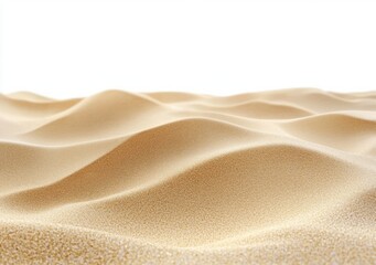 Smooth golden sand dunes with gentle curves under bright light and a white background