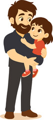 Father Holding Daughter Illustration