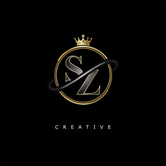 SZ Luxury Creative Logo – Elegant Gold Monogram Letter mark with Crown, Circle & Royal Style for Fashion, Boutique, Jewelry, Branding & Premium Identity Design