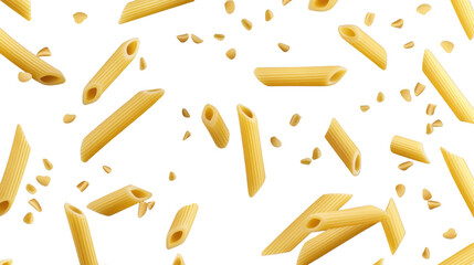 Fototapeta premium pieces of uncooked penne pasta on white background