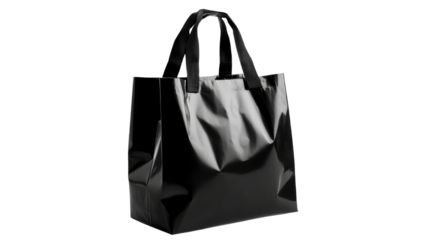plastic black shopping bag on white background