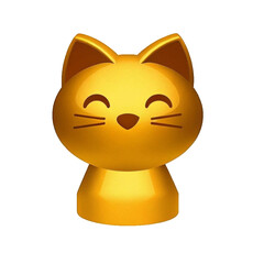 golden cat isolated on white background | Cat silhouette vector 3d |. Golden cat icon 3d | Modern cat icon | Arched tail cat silhouette icon | Standing cat vector icon