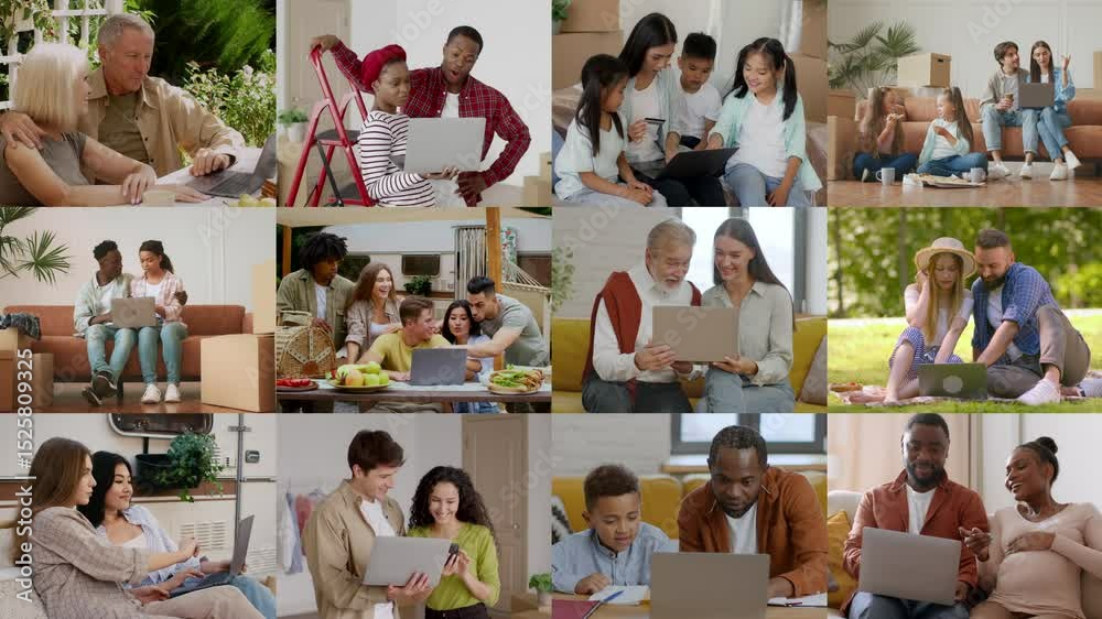 Leinwandbilder groups of diverse individuals gather in various cozy settings to collaborate on laptops, sharing kno