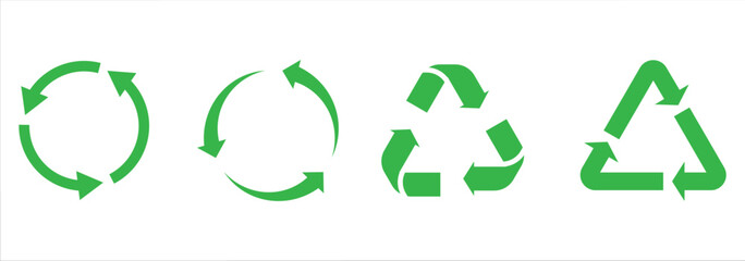 Recycle icons set sign and symbol. Recycle sign or Packaging sign.  International symbol used on packaging to remind people to dispose. Variety colors Recycle and Packing types of a design. 