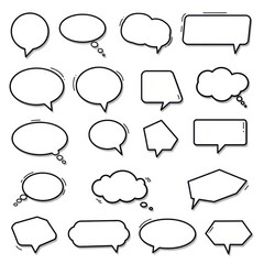 Fototapeta premium Collection of Hand Drawn Speech Bubbles for Text and Messages Design Elements Set
