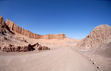San Pedro de Atacama, Chile. Rock formations in the Valley of the Moon, located in the Atacama Desert.