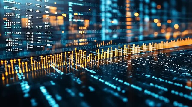 Abstract Technology Background with Digital Data Flow and Futuristic Elements