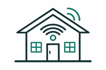 house outline with wifi signal on roof